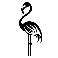 Minimalist Black and White Flamingo Art