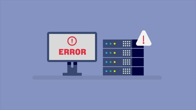 Internal server error , Server has lost the connection,  Server cannot complete the request, Website error fix, Fix server error. Animation video clip.
