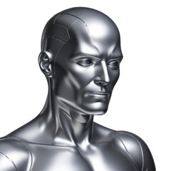 Silver metal man on Isolated transparent background png. generated with AI