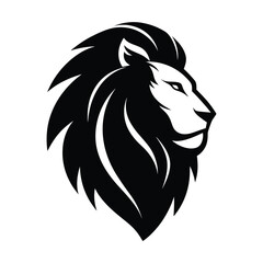 Silhouette lion head logo vector illustration.