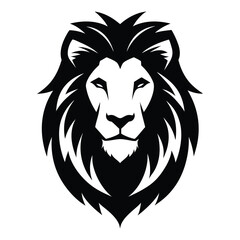 Silhouette lion head logo vector illustration.