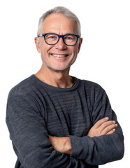 Obraz premium PNG Smiling older man with glasses
