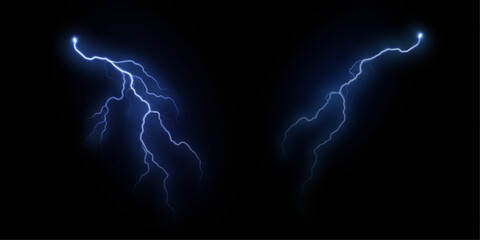 Bright lightning effect, lightning electric discharge, bright light effect PNG. Lightning energy discharge effect isolated on transparent background for web design and illustrations.