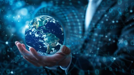 Global technology future of network connection, online iot infrastructure, and cloud computing software. Blockchain, 5g internet, and double exposure