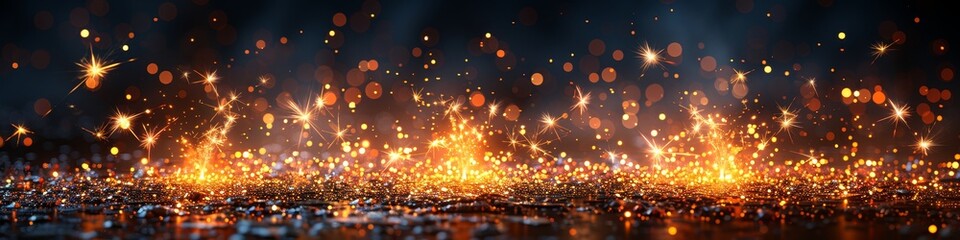 Sparkler With Glittering Sparks on Black Background