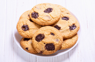 Group of homemade american chocolate cookies