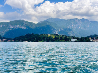 View at Lake Como and the Alps in Background