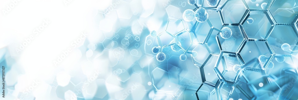 Aufkleber bright medical background with hexagonal and molecular elements on a light gradient. represents mode