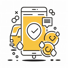 A mobile splash screen for a food delivery illustration