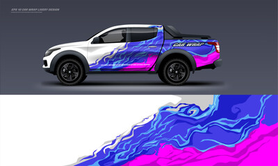 modern sporty truck car wrap livery design ready print decal fit on universal pick up truck vecihles