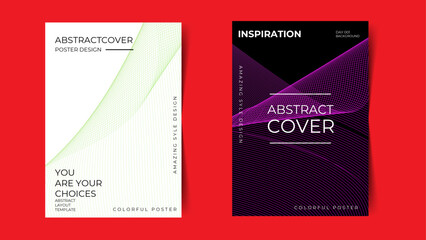 Fototapeta premium Modern gradient poster background vector set. Minimalist style cover template with vibrant perspective 3d geometric prism shapes collection. card, brochure, social media, cover, banner, flyer