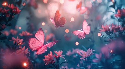 Enchanted Forest: Butterflies Dancing in a Dreamlike Setting