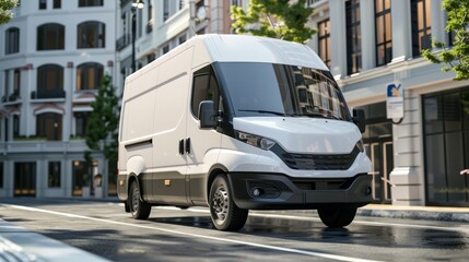 White Commercial Industrial Cargo Delivery Van Truck