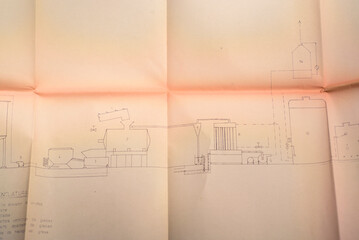Detalle de plano técnico de proyecto de ingenieria y arquitectura