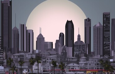 Obraz premium Modern City Skyline at Dusk