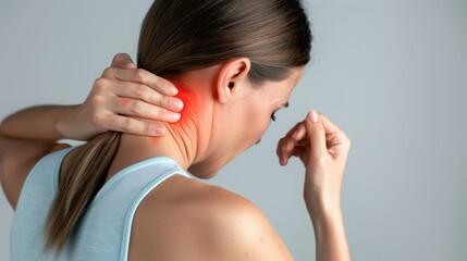 Naklejka premium The woman with neck pain