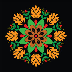 floral colorful illustrator and vector colorful flower design on a black background