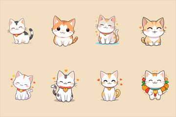 Obraz premium set of funny cartoon cats