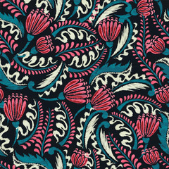 Ikat flower paisley embroidery, abstract floral motifs, embroidery floral motifs. designs for texture, fabric, clothing, wrapping, decoration, etc.	
