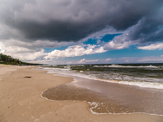 Beautiful view of sandy beach, Jastrzebia Gora, Poland