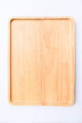 brown wooden tray isolated on white background