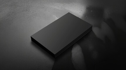 Elegant business card mockup on a sleek black background with copy space for branding and contact information, ideal for professional identity design, corporate stationery, and marketing materials
