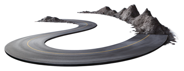 PNG  Curved road with mountains illustration