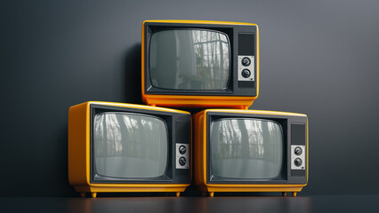Retro old television display. 3d rendering