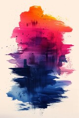 Art colorful background with brush paint smears, vertical illustration