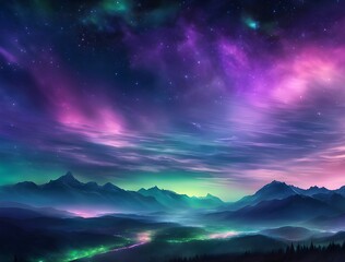 Fototapeta premium Aurora above hill