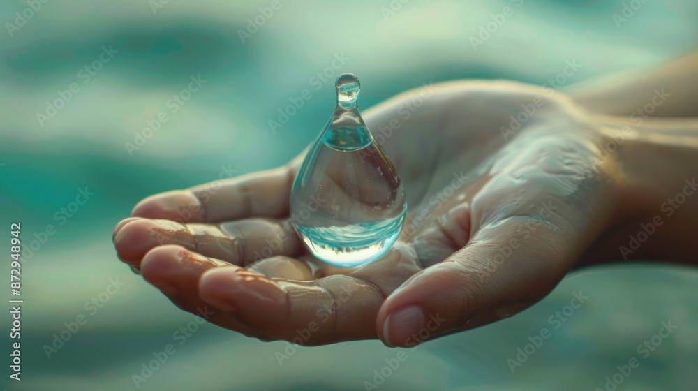 Wall mural Water Drop Held in Hand