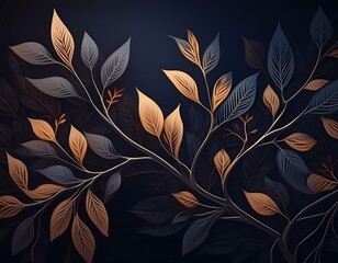 Minimalist floral background with delicate branches and leaves
