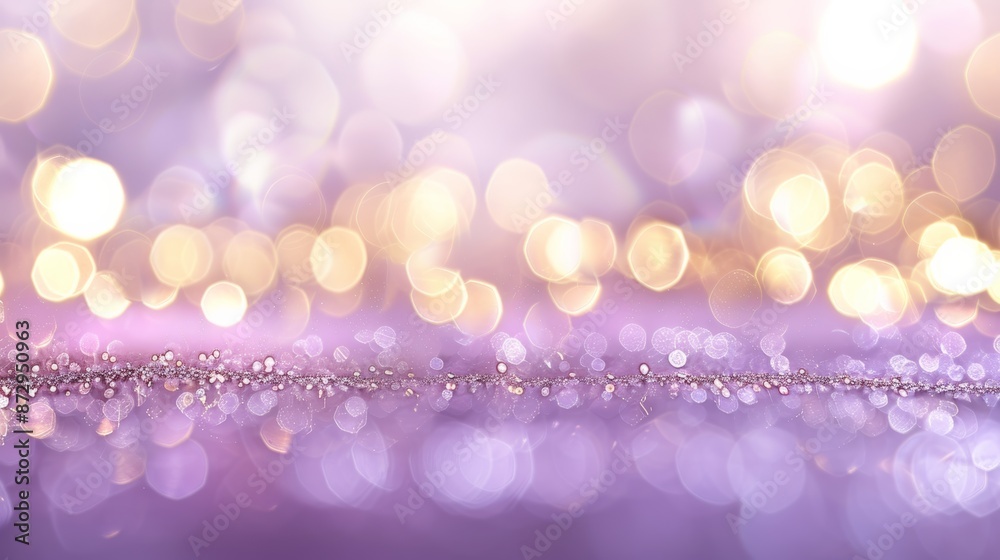 Poster elegant gold horizontal row with light purple bokeh background,