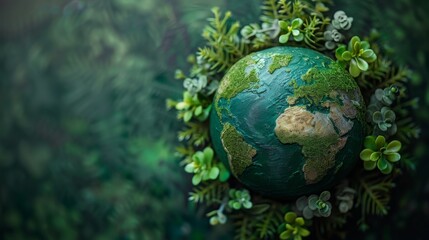 the Earth globe covered with green plants and trees