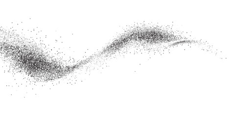 Grain noise wave of dust dots or grainy black sand, vector background. Abstract grain noise wave with airbrush spray splatter effect