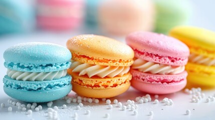 Obraz premium Colorful French Macarons. Sweet Treats and Delicious Desserts