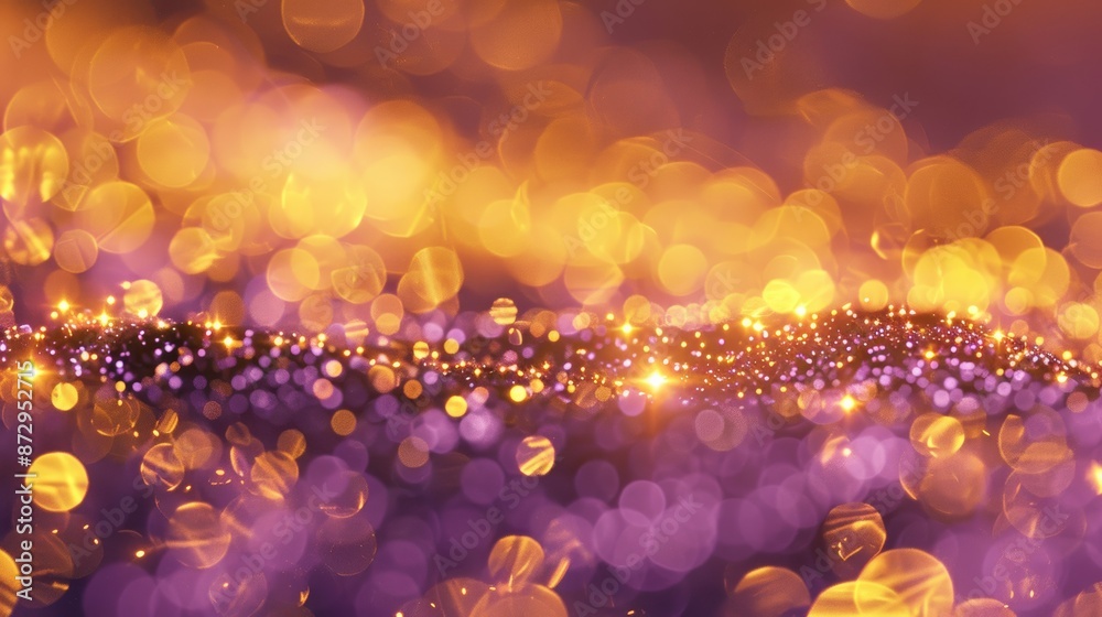 Poster golden row with soft purple bokeh, dreamy atmosphere