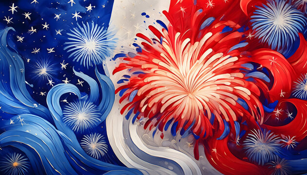 14th, of, July, frankreich, Bastille, tag, Feierwerk, 14, flagge, fahne, tricolor, paris, national, patriot, feiertag, hintergrund, leer, copy space, gestalten, entwerfen, neu, abstrakt, malerei, ad