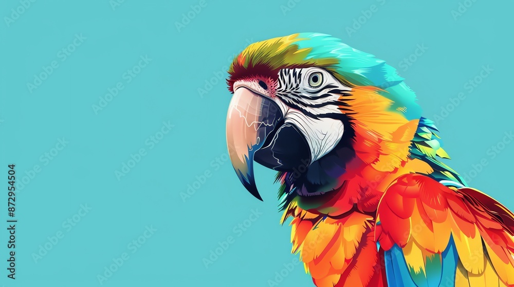 Poster A colorful illustration of a macaw parrot.