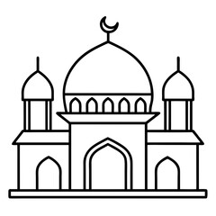 Mosque building islamic outline icon vector illustration line art design.