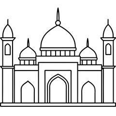 Mosque building islamic outline icon vector illustration line art design.