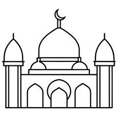 Mosque building islamic outline icon vector illustration line art design.
