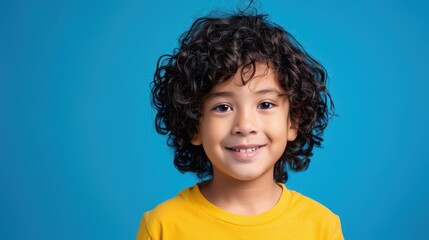 The happy curly-haired boy