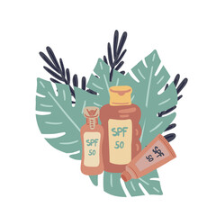 Set flat design sun protection SPF 50