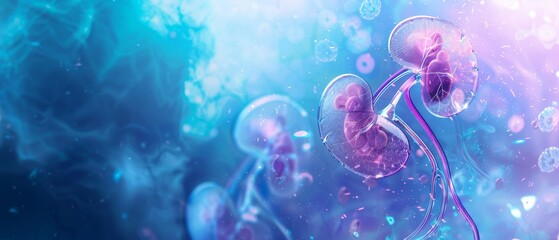 Obraz premium 3D Illustration of Kidney with Medical Background