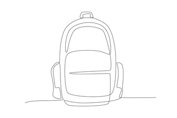 Backpack for school. School supplies concept one-line drawing