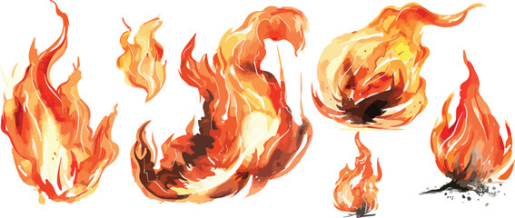 fire watercolor clipart © dian's