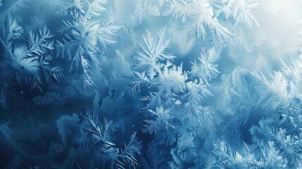 A close up of a snowflake with a blue background