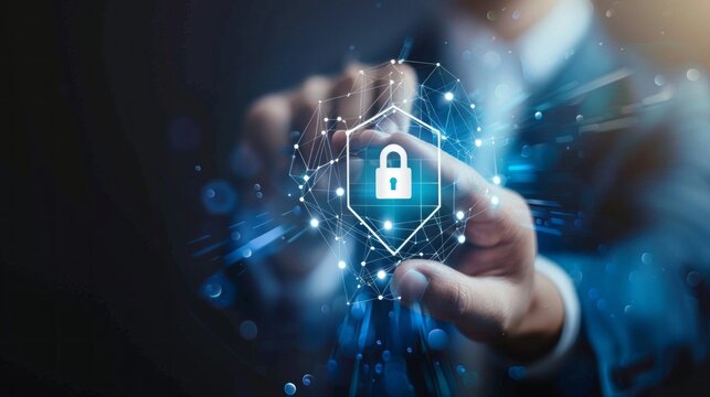 Cyber security and data protection concept with digital lock symbol, internet network security for protecting business and financial transaction data from cyber attacks, ensuring user private data sec - Powered by Adobe