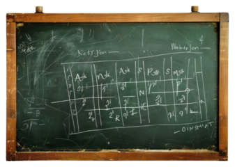 PNG Blackboard with maths equation text intelligence architecture.